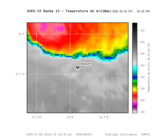 ABI Banda 13 (10,3 µm) · 05:20 UTC · 02:20 ART · NOAA GOES-19 ABI