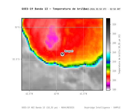 ABI Banda 13 (10,3 µm) · 05:50 UTC · 02:50 ART · NOAA GOES-19 ABI