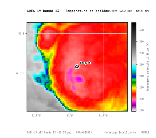 ABI Banda 13 (10,3 µm) · 06:30 UTC · 03:30 ART · NOAA GOES-19 ABI