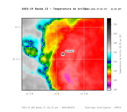 ABI Banda 13 (10,3 µm) · 07:00 UTC · 04:00 ART · NOAA GOES-19 ABI