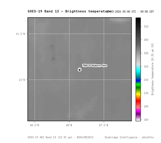 ABI Band 13 (10.3 µm) · 05:00 UTC · 00:00 CDT · NOAA GOES-19 ABI